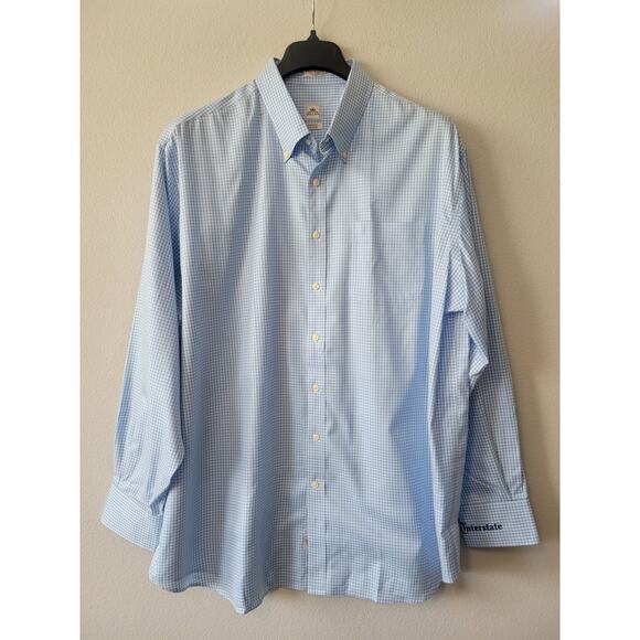 Peter Millar Mens Crown Cool Shirt Sz XX Large Blue Pattern Long Sleeve Linen - Picture 3 of 6
